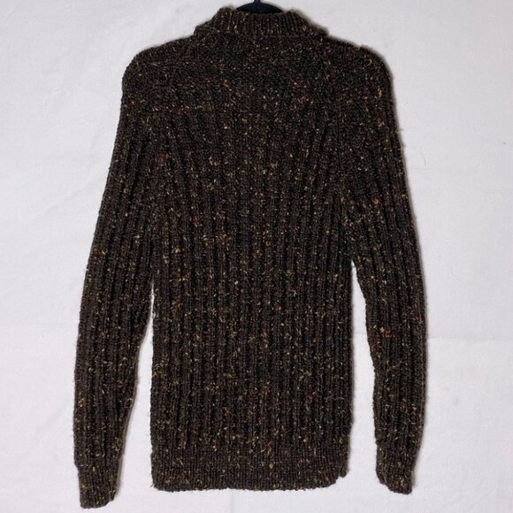 Vintage Hand Knit Brown Autumn Confetti Knit Sweater with Collar XL - Picture 9 of 10